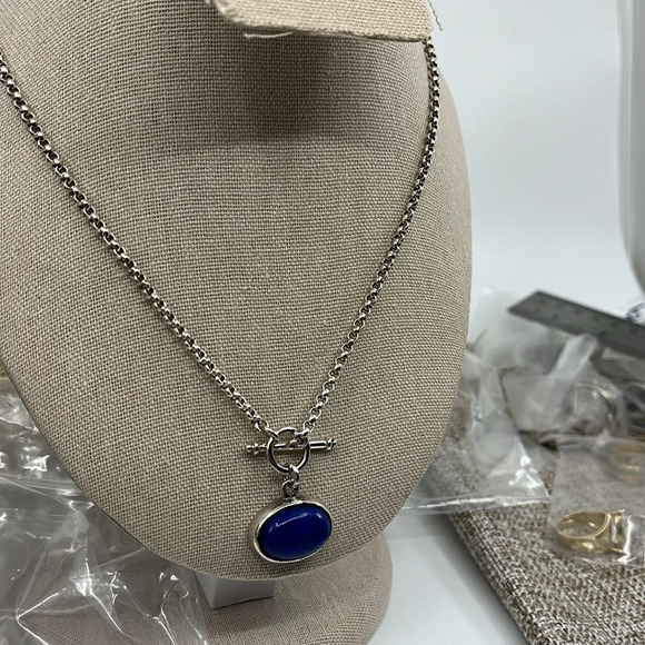 💙Vintage Lapis Lazuli Necklace - Sterling Silver, Deep Blue Gemstone ✨ - Picture 3 of 10